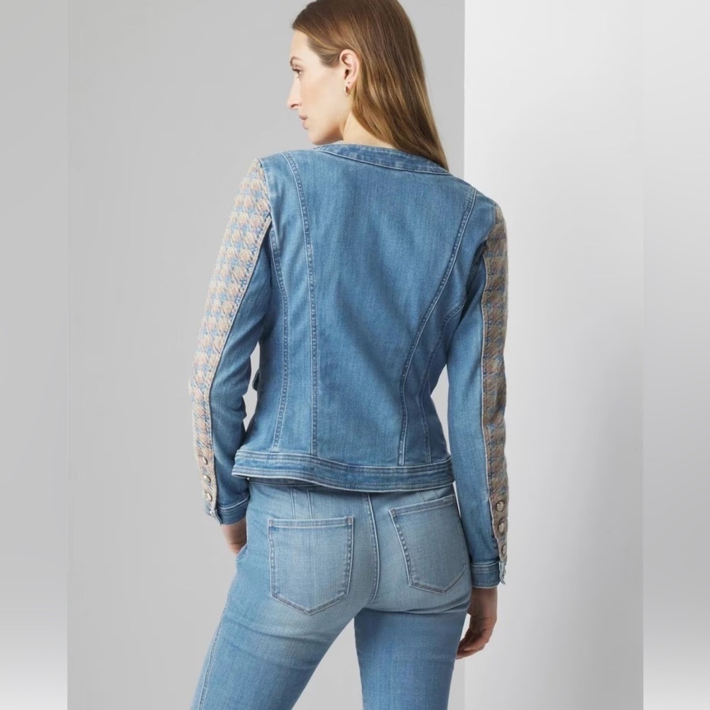 NWOT White House Black Market Blue and Tan Jean and Tweed Jacket - Picture 9 of 10